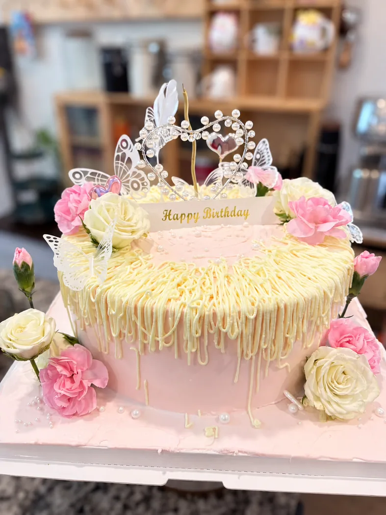 Floral custom celebration cake by Anita Lin